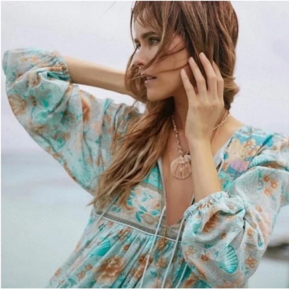 Spell & the Gypsy | Seashell boho midi dress in seafoam - Picture 4 of 16